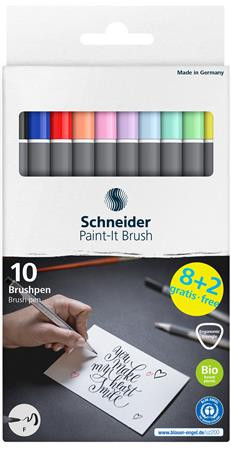 Ecsetirón készlet, hajlékony heggyel, SCHNEIDER Paint-It 070, 10 különböző szín (TSC070V10)