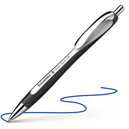 Golyóstoll, 0,7 mm, nyomógombos, SCHNEIDER Slider Rave XB, fekete-fehér, kék (TSC132549)