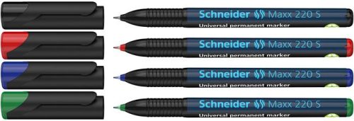 Alkoholos marker készlet, OHP, 0,4 mm, SCHNEIDER Maxx 220 S, 4 különböző szín (TSC220V4)
