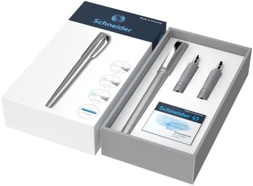 Töltőtoll ajándékszett, 1,1 mm, ajándék 1,5 és 1,8 mm-es tollheggyel, SCHNEIDER Callissima, antracitszürke (TSCCALASZ)