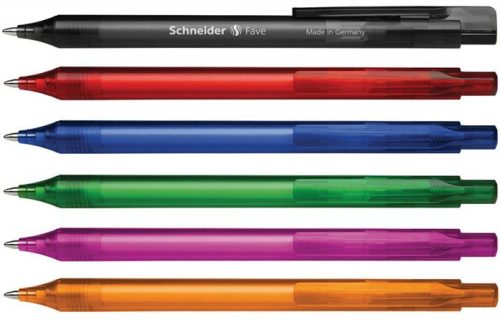 Golyóstoll, 0,5 mm, nyomógombos, SCHNEIDER Fave, vegyes színek (TSCFAVEV50)