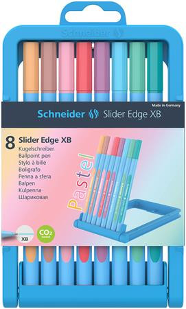 Golyóstoll készlet, 0,7 mm, kupakos, SCHNEIDER Slider Edge XB Pastel, 8 különböző pasztell szín (TSCSLEXPV8)