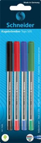 Golyóstoll, 0,5 mm, kupakos, SCHNEIDER Tops 505 M, 4 különböző szín (TSCTOP505V4)