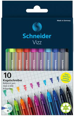 Golyóstoll készlet, 0,5 mm, kupakos, SCHNEIDER Vizz, vegyes színek (TSCVIZZV10)