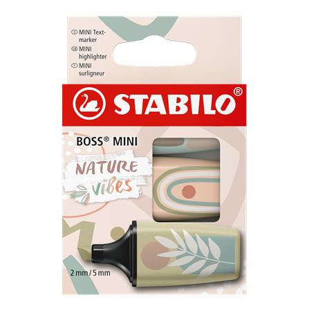 Szövegkiemelő készlet, 1-4 mm, STABILO Boss Mini Nature vibes, 3 különböző szín (TST070372)