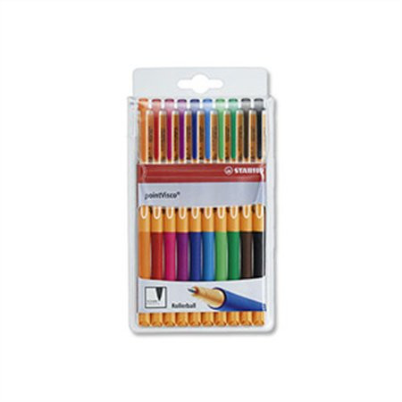 Rollertoll készlet, 0,5 mm, STABILO PointVisco, 10 különböző szín (TST109910)