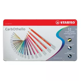   Pasztell ceruza készlet, kerek, fém doboz, STABILO CarbOthello, 12 különböző szín (TST14126)