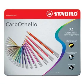   Pasztell ceruza készlet, kerek, fém doboz, STABILO CarbOthello, 24 különböző szín (TST14246)