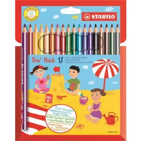   Színes ceruza készlet, háromszögletű, vastag, STABILO Trio thick, 18 különböző szín (TST20318)
