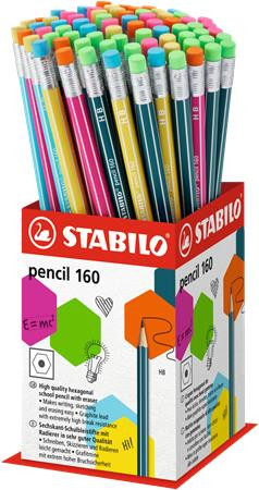 Grafitceruza radírral display, HB, hatszögletű, STABILO Pencil 160 (TST2160721HB)