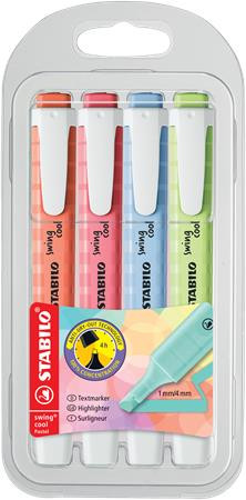 Szövegkiemelő készlet, 1-4 mm, STABILO Swing Cool Pastel 4 különboző szín (TST2754081)