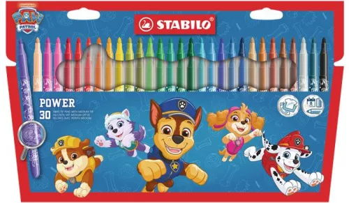 Filctoll készlet, vastag, 2 mm, STABILO Power, Mancs őrjárat, 30 különböző szín (TST2803005)