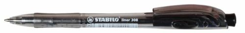Golyóstoll, 0,38 mm, nyomógombos, STABILO Liner 308, fekete (TST308461)