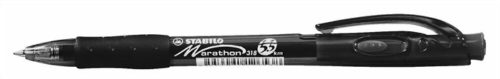 Golyóstoll, 0,38 mm, nyomógombos, STABILO Marathon, fekete (TST31846)