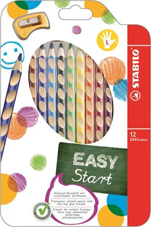 Színes ceruza készlet, háromszögletű, balkezes, STABILO EasyColours, 12 különböző szín (TST33112)