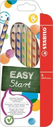 Színes ceruza készlet, háromszögletű, balkezes, STABILO EasyColours, 6 különböző szín (TST3316)