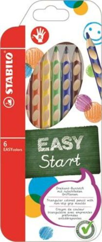 Színes ceruza készlet, háromszögletű, jobbkezes, STABILO EasyColours, 6 különböző szín (TST3326)
