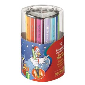   Filctoll készlet, 1,5-2 mm, rugós hegy, STABILO Trio Scribbi, 12 különböző szín (TST36812)