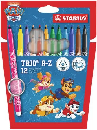 Filctoll készlet, 0,7 mm, STABILO Trio A-Z, Mancs őrjárat, 12 különböző szín (TST37811205)