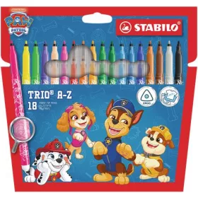   Filctoll készlet, 0,7 mm, STABILO Trio A-Z, Mancs őrjárat, 18 különböző szín (TST37811805)