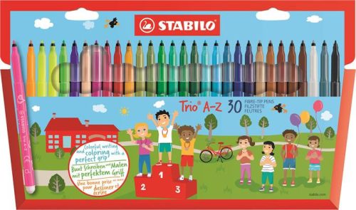 Filctoll készlet, 0,7 mm, STABILO Trio A-Z, 30 különböző szín (TST37830)
