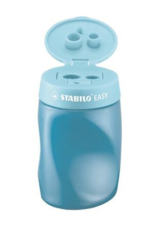 Hegyező, háromlyukú, tartályos, balkezes, STABILO Easy, kék (TST45012)