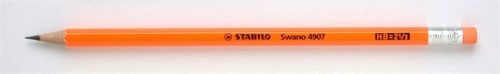 Grafitceruza radírral, HB, hatszögletű, STABILO Swano Neon, narancssárga (TST4907N)