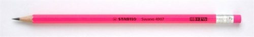 Grafitceruza radírral, HB, hatszögletű, STABILO Swano Neon, rózsaszín (TST4907R)