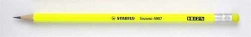 Grafitceruza radírral, HB, hatszögletű, STABILO Swano Neon, sárga (TST4907S)