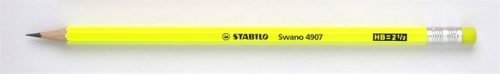 Grafitceruza radírral, HB, hatszögletű, STABILO Swano Neon, sárga (TST4907S)