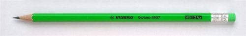 Grafitceruza radírral, HB, hatszögletű, STABILO Swano Neon, zöld (TST4907Z)