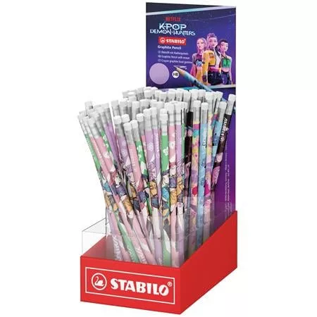 Grafitceruza radírral display, HB, kerek, STABILO K-Pop démonvadászok (TST4930801)