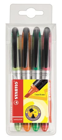 Szövegkiemelő készlet, 1-4 mm, STABILO Navigator, 4 különböző szín (TST5454)