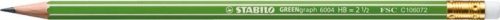 Grafitceruza radírral, HB, hatszögeltű, STABILO Greengraph (TST6004HB)