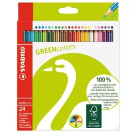   Színes ceruza készlet, hatszögletű, STABILO GreenColours, 24 különböző szín (TST601924)