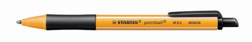Golyóstoll, 0,5 mm, nyomógombos, STABILO Pointball, fekete (TST603046)