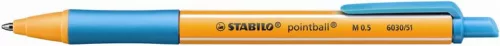 Golyóstoll, 0,5 mm, nyomógombos, STABILO Pointball, türkiz (TST603051)