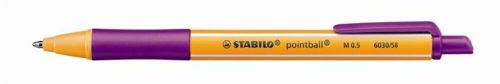 Golyóstoll, 0,5 mm, nyomógombos, STABILO Pointball, lila (TST603058)