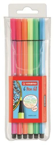Rostirón készlet, 1 mm, STABILO Pen 68, 6 neon szín (TST68061)