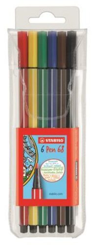 Rostirón készlet, 1 mm, STABILO Pen 68, 6 különböző szín (TST6806PL)