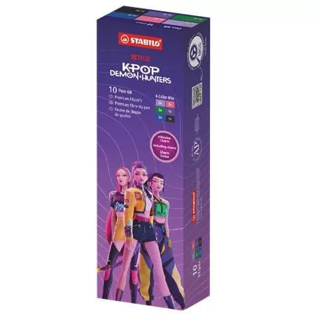 Filctoll készlet, 1 mm, STABILO Pen 68  K-Pop démonvadászok, 6 különböző szín (TST681023)