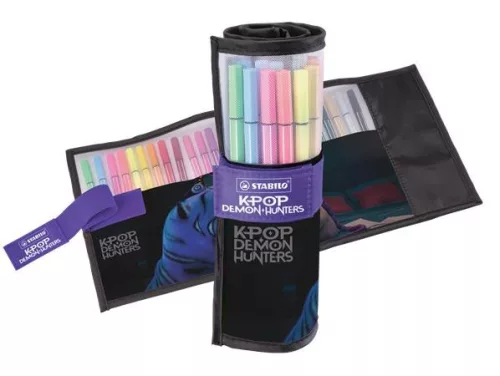 Filctoll készlet, felcsavarható szett, 1 mm, STABILO Pen 68 K-Pop démonvadászok, 25 különböző szín (TST6825066)