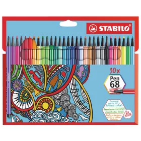   Filctoll készlet, 1 mm, STABILO Pen 68, 30 különböző szín (TST68307)