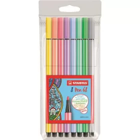   Filctoll készlet, 1 mm, STABILO Pen 68, 8 pasztell szín (TST68801)