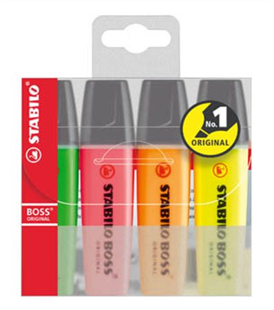 Szövegkiemelő készlet, 2-5 mm, STABILO BOSS original, 4 különböző szín (TST704)