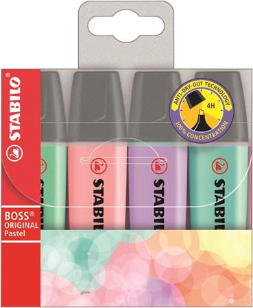 Szövegkiemelő készlet, 2-5 mm, STABILO BOSS original Pastel2, 4 különböző szín (TST7042)