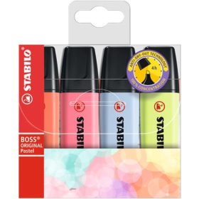   Szövegkiemelő készlet, 2-5 mm, STABILO BOSS original Pastel3, 4 különböző szín (TST7043)