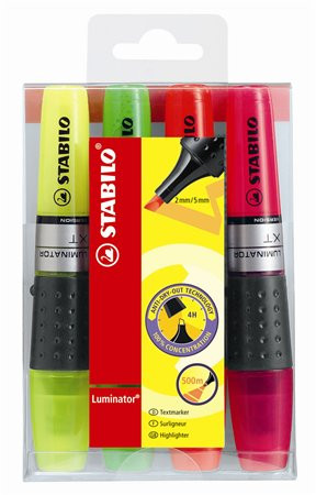 Szövegkiemelő készlet, 2-5 mm, STABILO Luminator, 4 különböző szín (TST714)