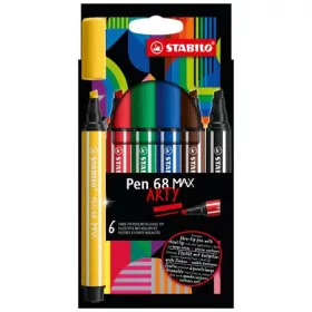   Filctoll készlet, 1-5 mm, vágott hegy, STABILO Pen 68 MAX, 6 különböző szín (TST7680621)