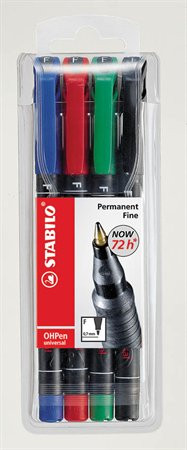 Alkoholos marker készlet, 0,7 mm, STABILO OHPen F, 4 különböző szín (TST842V4)